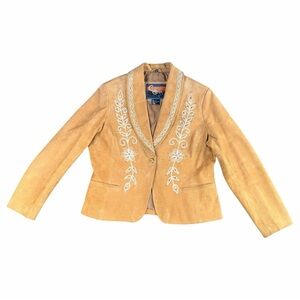Cripple Creek Western Leather  Embroidered & Jeweled Tan Jacket Women’s Size XL